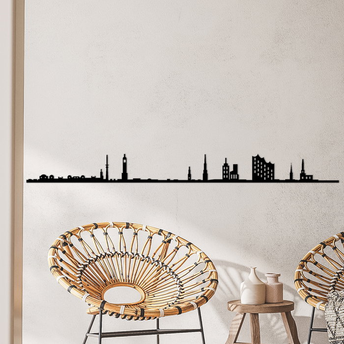 Wallity Hamburg Skyline Escultura de pared negra